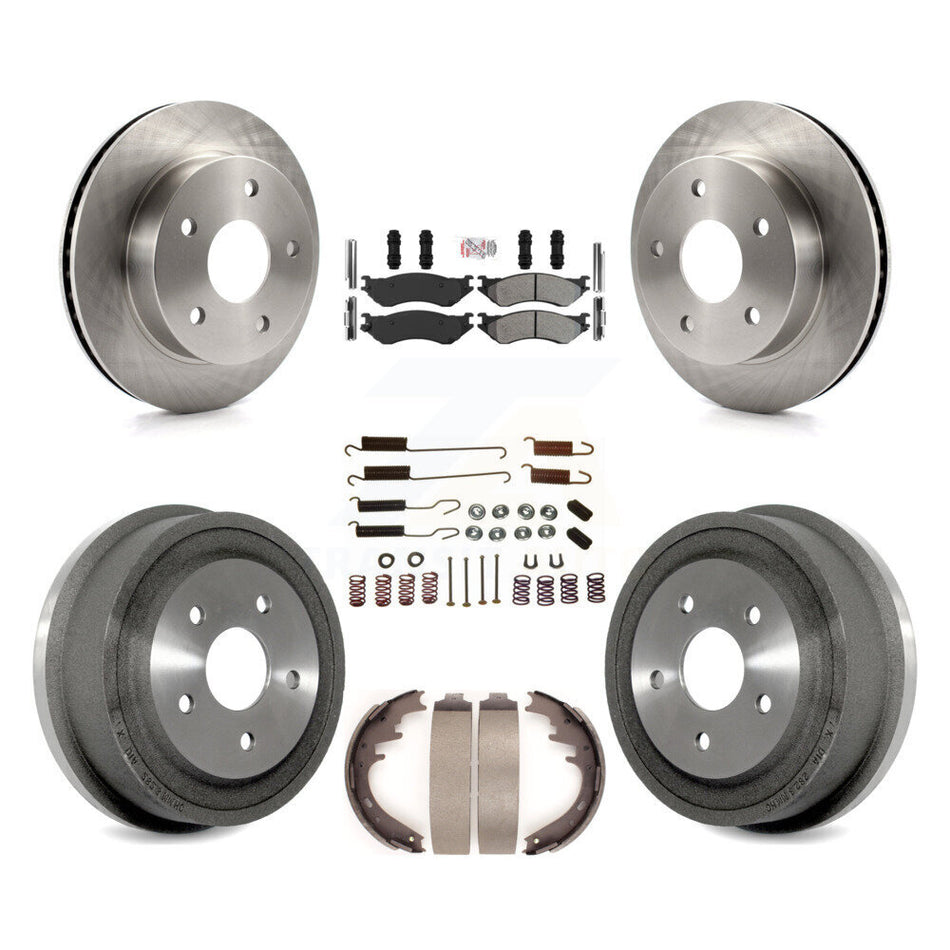 Front Rear Brake Rotors Semi-Metallic Pad Drum Kit (7Pc) For 2000-2001 Dodge Ram 1500 4WD K8A-106035