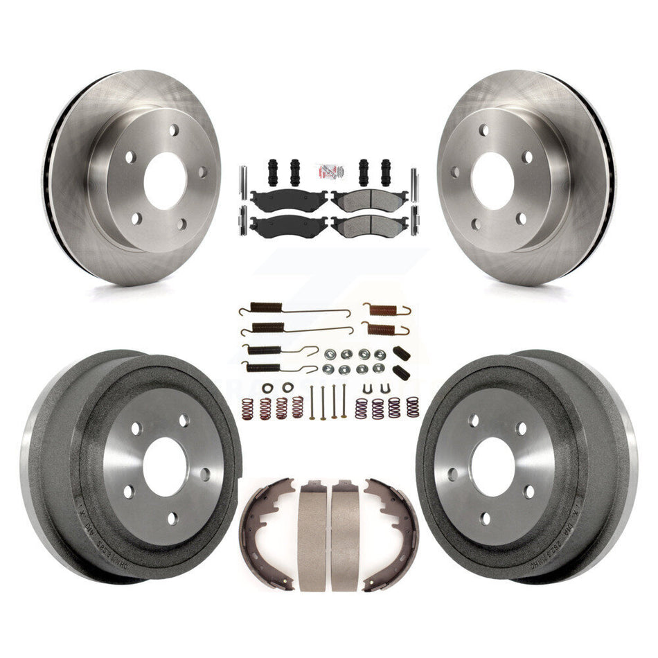 Front Rear Brake Rotors Semi-Metallic Pad Drum Kit (7Pc) For 2000-2001 Dodge Ram 1500 4WD K8A-106035