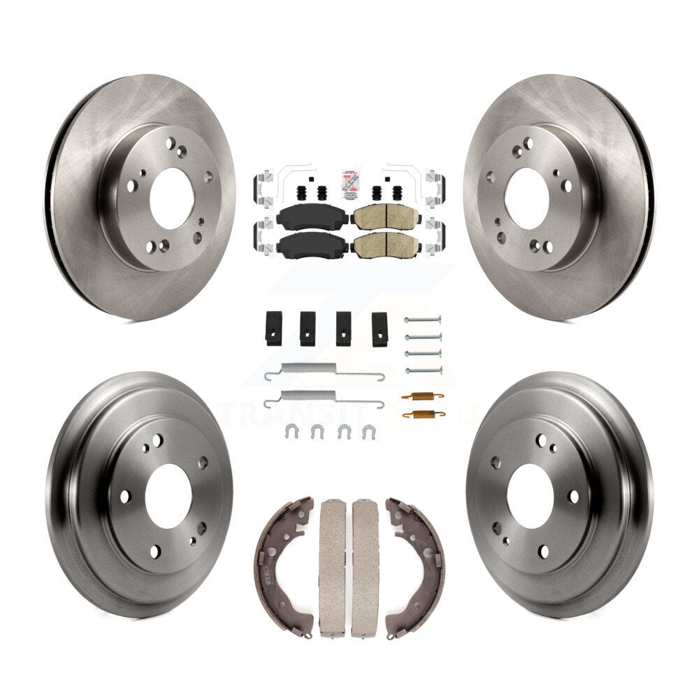 Front Rear Disc Brake Rotors Ceramic Pads And Drum Kit (7Pc) For Honda Civic K8A-106043