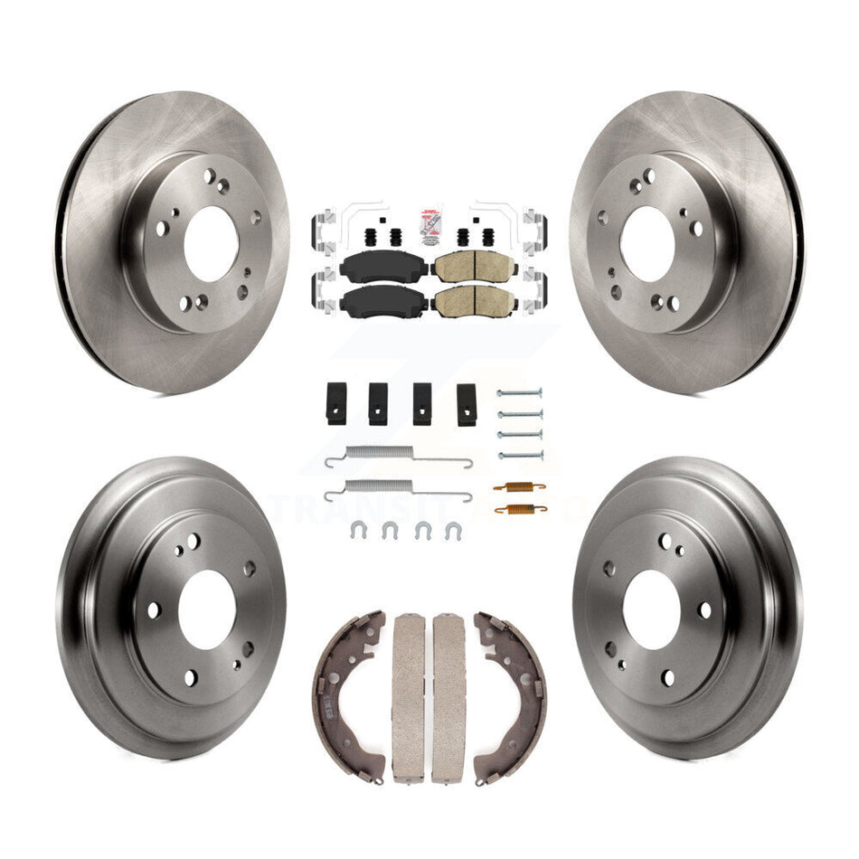 Front Rear Disc Brake Rotors Ceramic Pads And Drum Kit (7Pc) For Honda Civic K8A-106043