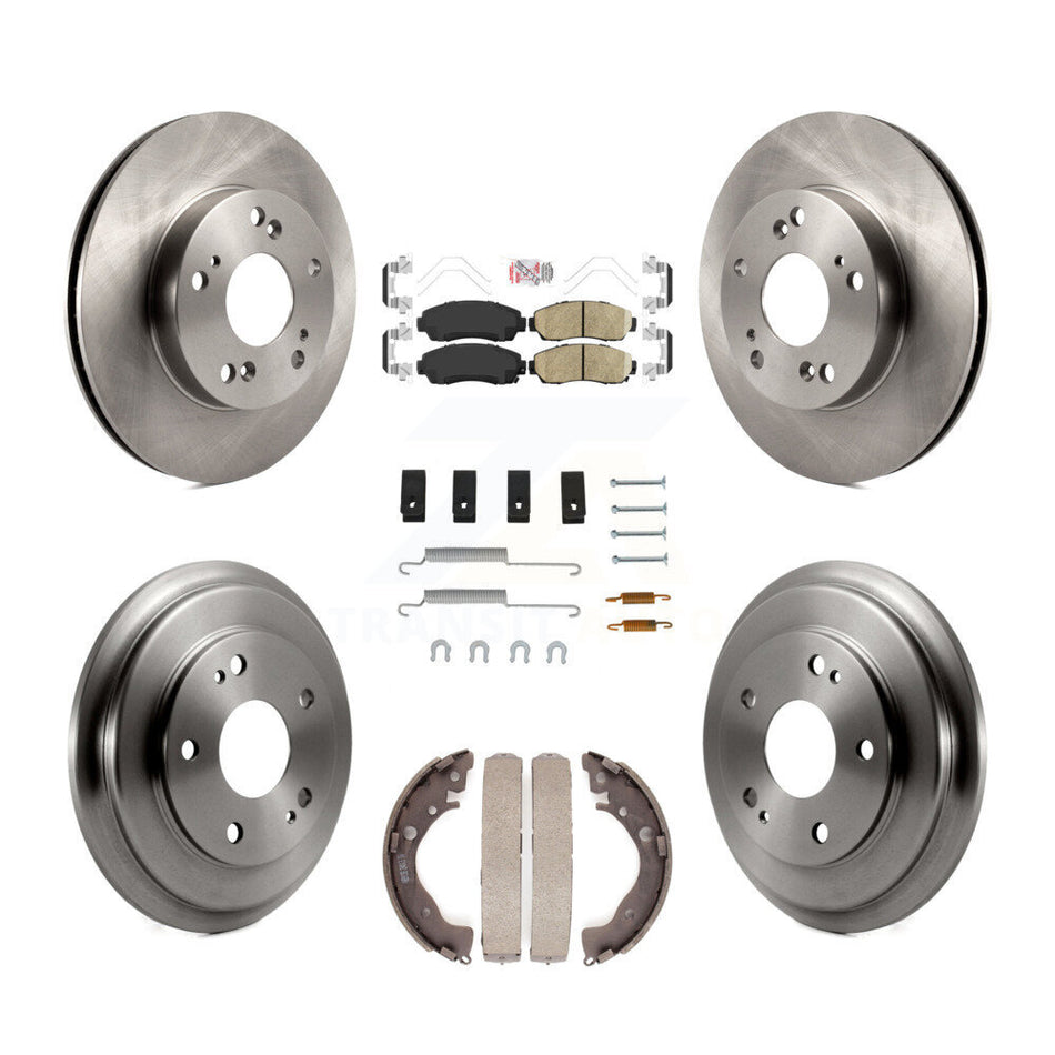 Front Rear Disc Brake Rotors Ceramic Pads And Drum Kit (7Pc) For Honda Civic K8A-106044