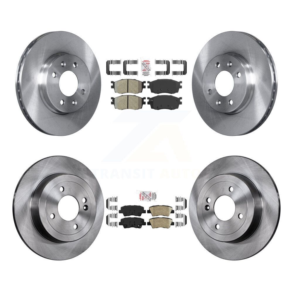 Front Semi-Metallic Rear Ceramic Pads And Disc Brake Rotors Kit For 2011 Hyundai Accent K8A-106767