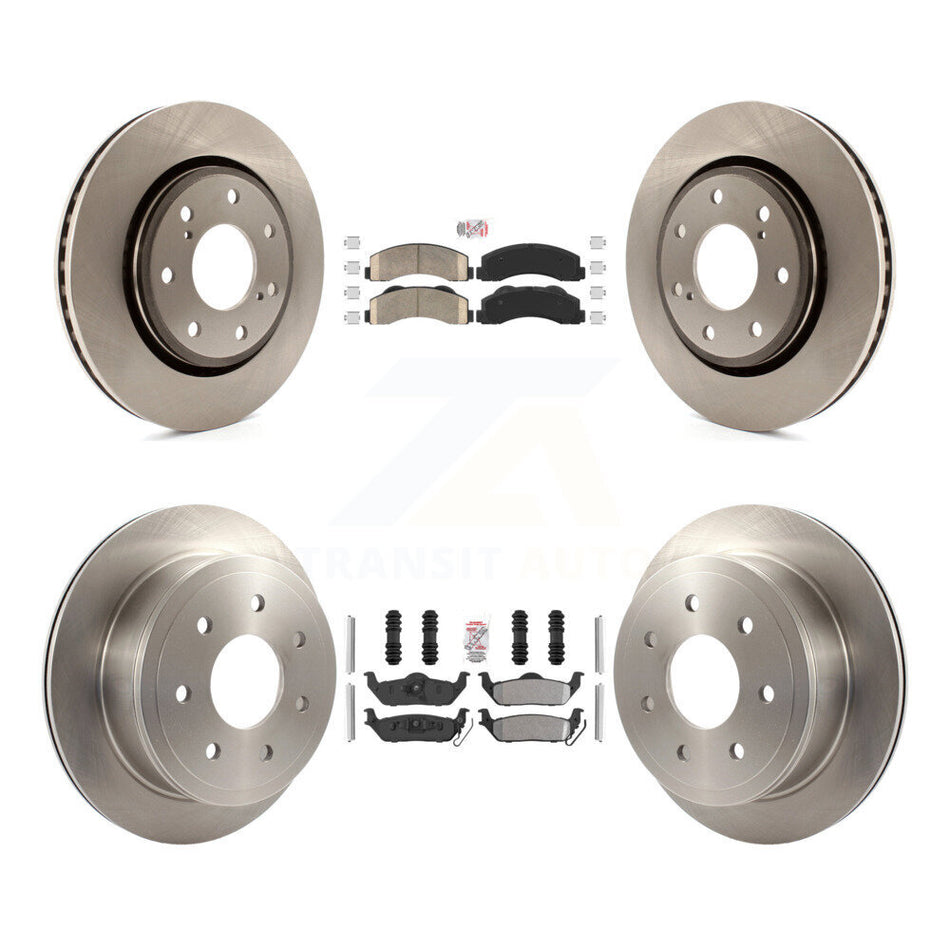 Front Ceramic Rear Semi-Metallic Pad And Brake Rotor Kit For Ford F-150 With 7 Lug Wheels K8A-106835