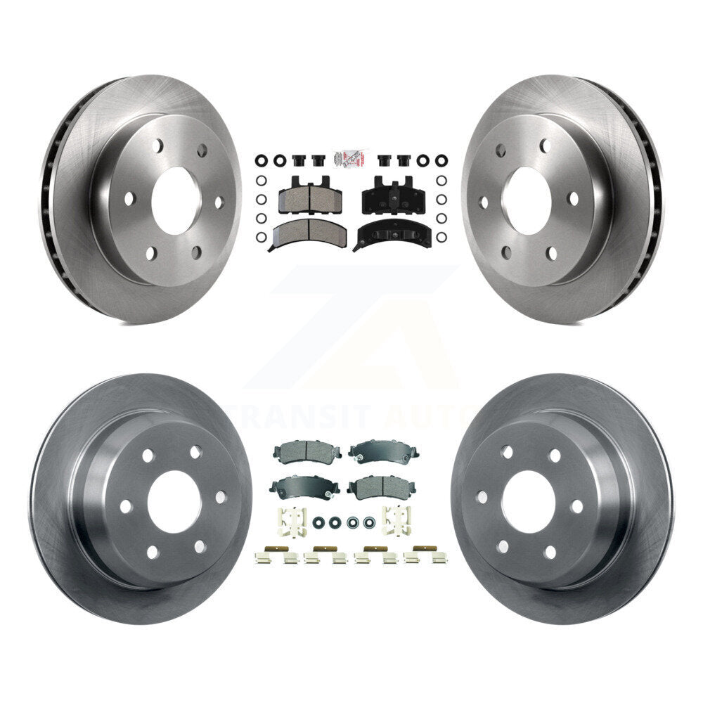 Front Rear Semi-Metallic Pad Brake Rotors Kit For 00 GMC Yukon With Single Piston Caliper K8A-107292