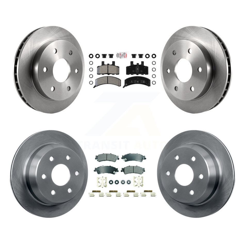 Front Rear Semi-Metallic Pad Brake Rotors Kit For 00 GMC Yukon With Single Piston Caliper K8A-107292