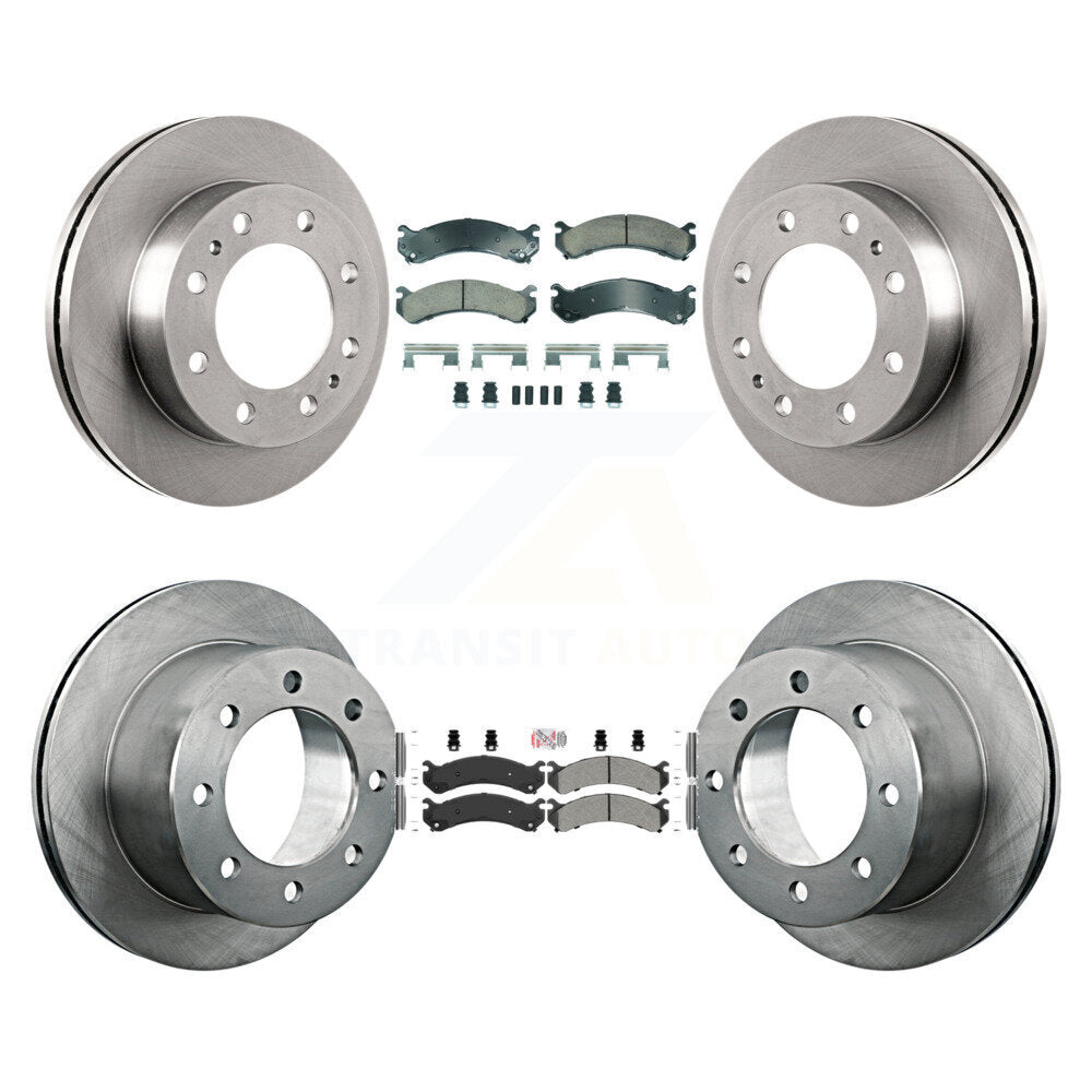 Front Ceramic Rear Semi-Metallic Pad Brake Rotors Kit For Chevrolet GMC Silverado 3500 HD K8A-107320