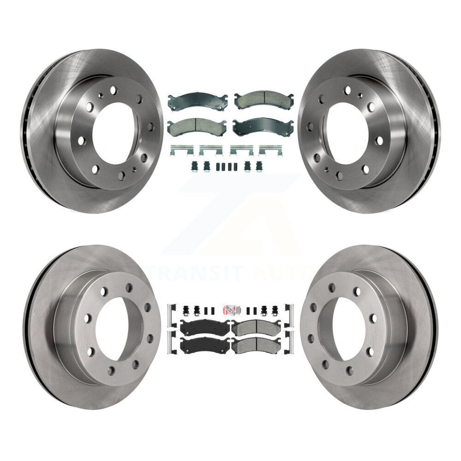 Front Ceramic Rear Semi-Metallic Pad Brake Rotors Kit For Chevrolet GMC Sierra 2500 HD XL K8A-107324
