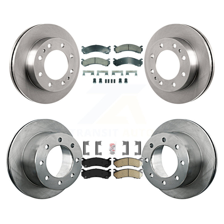 Front Rear Ceramic Pad Brake Rotor Kit For 2007 GMC Sierra 3500 Classic With 12000 Lb GVW K8A-107325