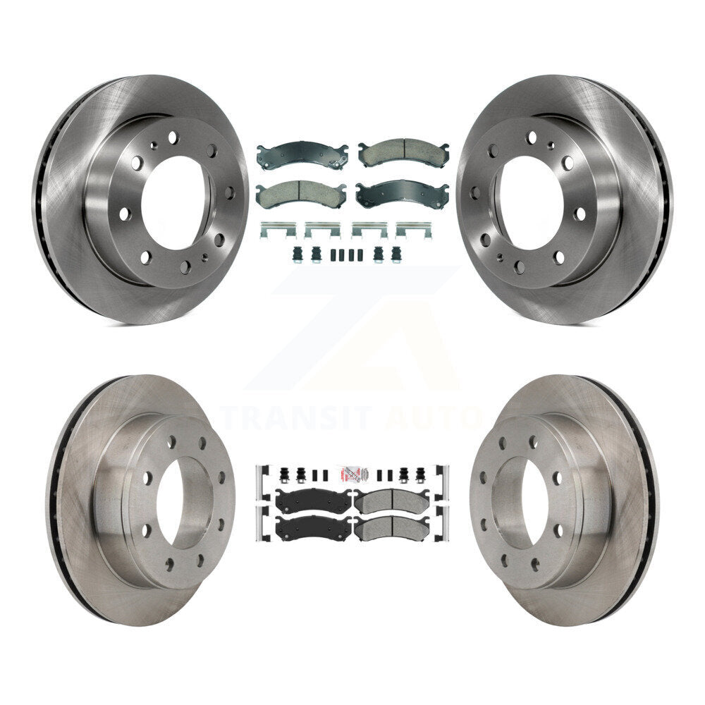 Front Ceramic Rear Semi-Metallic Pad Brake Rotors Kit For Chevrolet GMC Sierra 2500 HD H2 K8A-107360