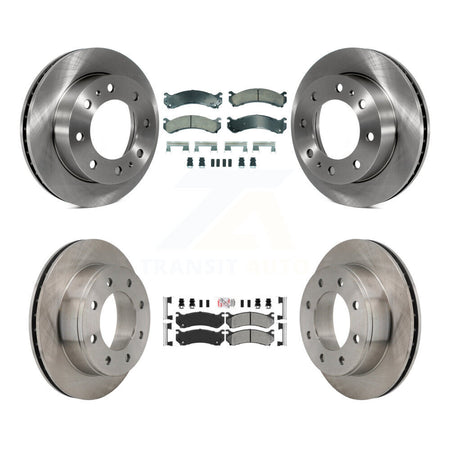 Front Ceramic Rear Semi-Metallic Pad Brake Rotors Kit For Chevrolet GMC Sierra 2500 HD H2 K8A-107360