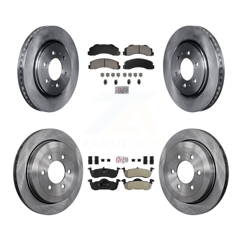 Front Ceramic Rear Semi-Metallic Pad And Disc Brake Rotor Kit For Ford Expedition Lincoln K8A-107390