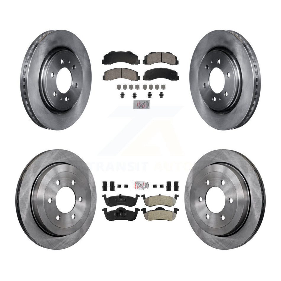 Front Ceramic Rear Semi-Metallic Pad And Disc Brake Rotor Kit For Ford Expedition Lincoln K8A-107390