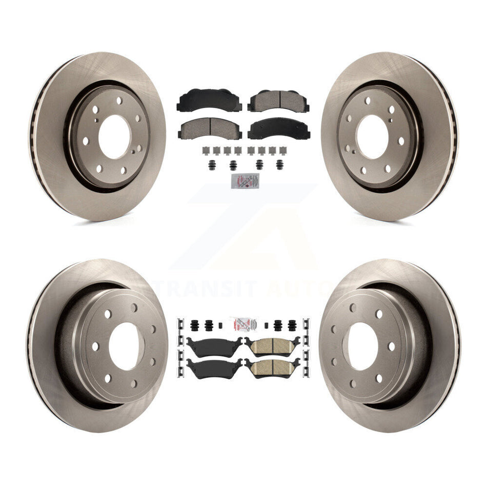 Front Rear Ceramic Pad & Disc Brake Rotors Kit For 2012-2014 Ford F-150 With 7 Lug Wheels K8A-107395