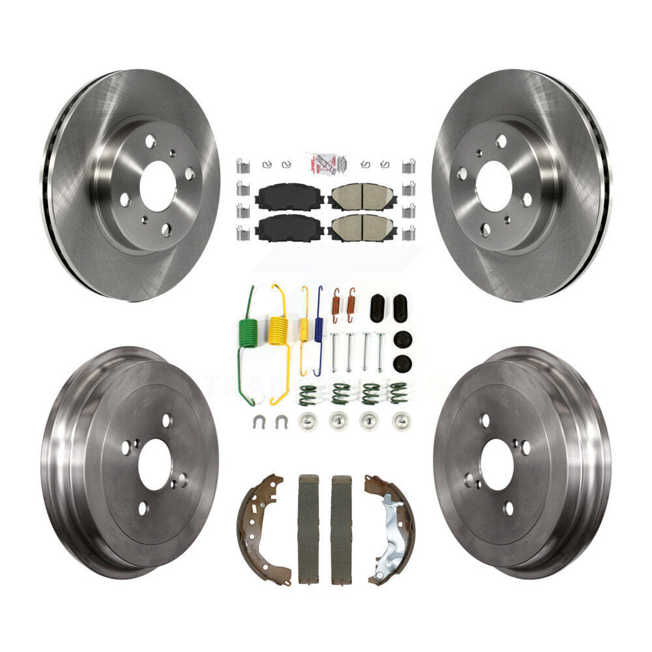 Front Rear Disc Brake Rotors Ceramic Pads And Drum Kit (7Pc) For Toyota Yaris K8A-107489