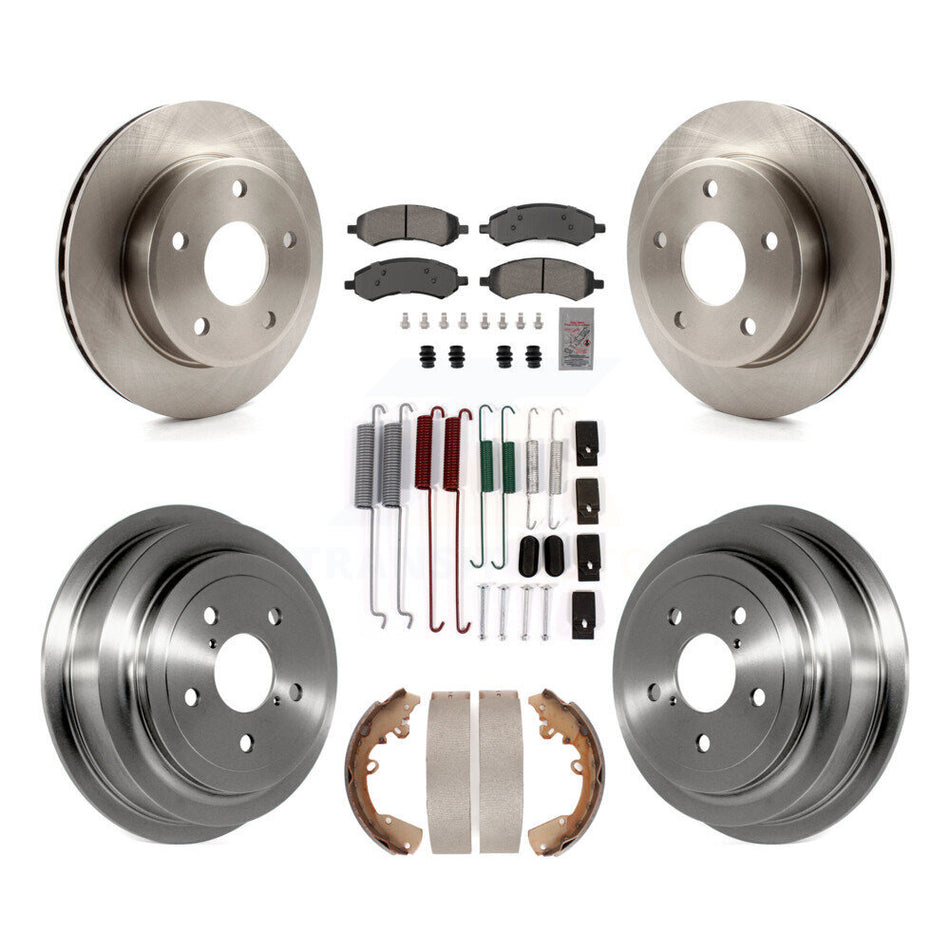 Front Rear Brake Rotor Semi-Metallic Pad & Drum Kit (7Pc) For Dakota Dodge Ram Mitsubishi K8A-107490