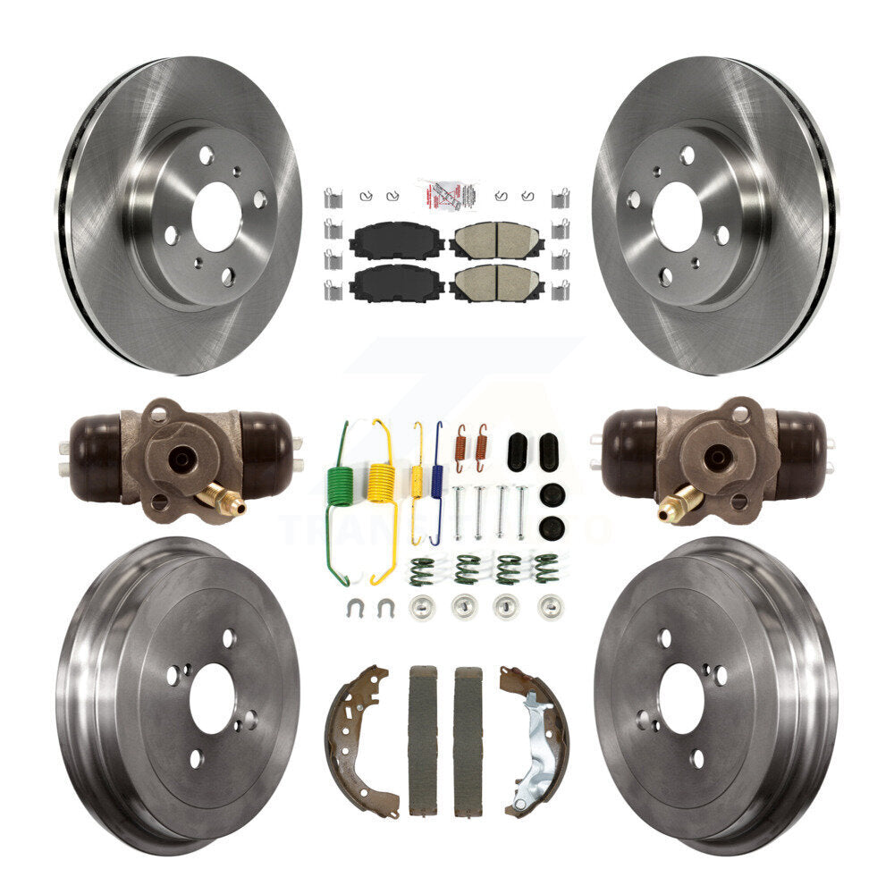 Front Rear Disc Brake Rotors Ceramic Pads And Drum Kit (9Pc) For Toyota Yaris K8A-107497
