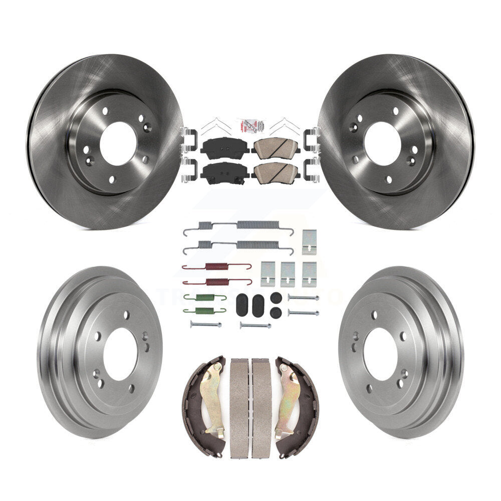 Front Rear Disc Brake Rotors Ceramic Pads And Drum Kit (7Pc) For Hyundai Elantra K8A-107703
