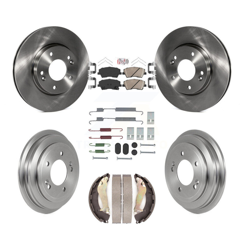 Front Rear Disc Brake Rotors Ceramic Pads And Drum Kit (7Pc) For Hyundai Elantra K8A-107703