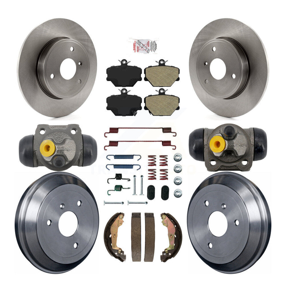 Front Rear Disc Brake Rotor Semi-Metallic Pad & Drum Kit (9Pc) For 2005-2007 Smart Fortwo K8A-107716
