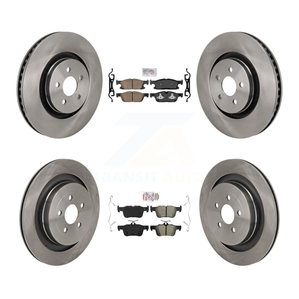 Front Ceramic Rear Semi-Metallic Pad Disc Brake Rotor Kit For 2019 Ford Edge ST with 2.7L K8A-107743