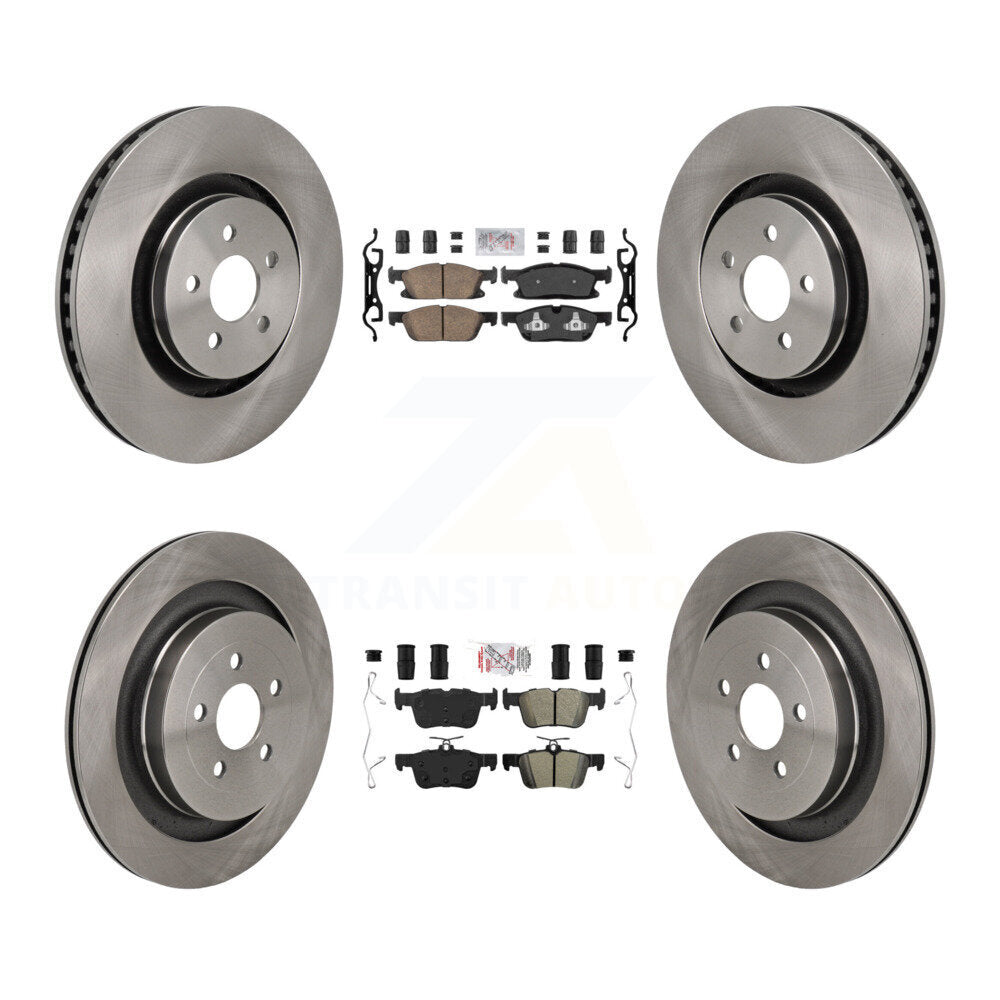 Front Ceramic Rear Semi-Metallic Pad Disc Brake Rotor Kit For 2019 Ford Edge ST with 2.7L K8A-107746
