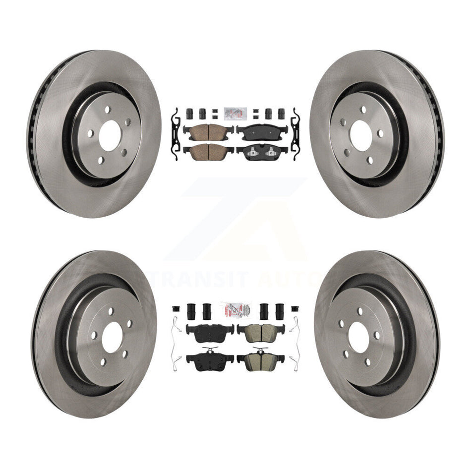 Front Ceramic Rear Semi-Metallic Pad Disc Brake Rotor Kit For 2019 Ford Edge ST with 2.7L K8A-107746