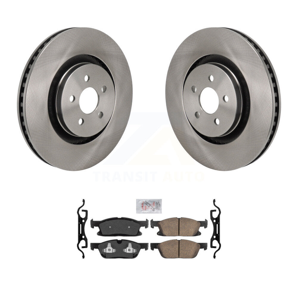 Front Brake Rotors Ceramic Pad Kit For 2019-2024 Ford Edge 2.7L With Red Painted Calipers K8A-107870