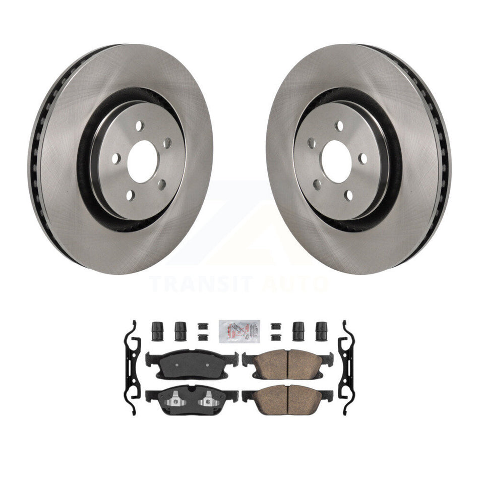 Front Brake Rotors Ceramic Pad Kit For 2019-2024 Ford Edge 2.7L With Red Painted Calipers K8A-107871