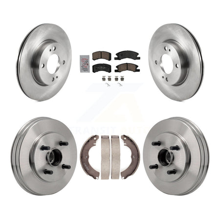 Front Rear Brake Rotor Ceramic Pad Drum Kit For Mitsubishi Mirage G4 With 1 Mounting Hole K8A-107946