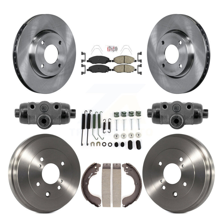 Front Rear Disc Brake Rotors Ceramic Pad Drum Kit (9Pc) For 2008 Nissan Versa 4-Wheel ABS K8A-107948