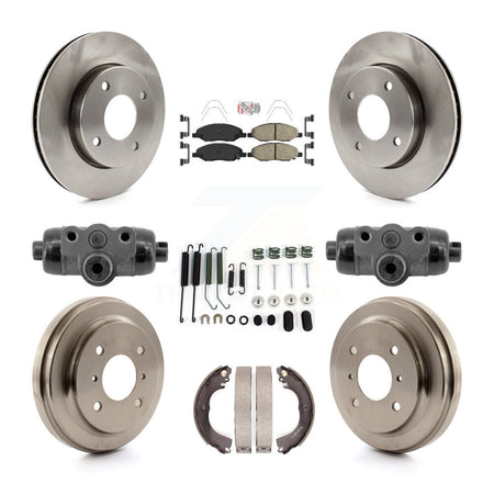 Front Rear Brake Rotor Ceramic Pad Drum Kit (9Pc) For 09-11 Nissan Versa With 4 Wheel ABS K8A-107949