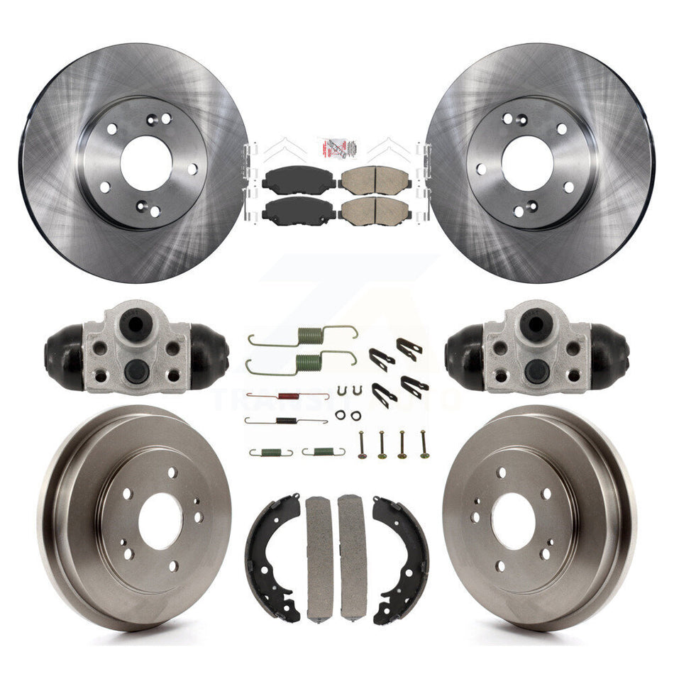 Front Rear Disc Brake Rotors Ceramic Pads And Drum Kit (9Pc) For Honda Fit K8A-107951