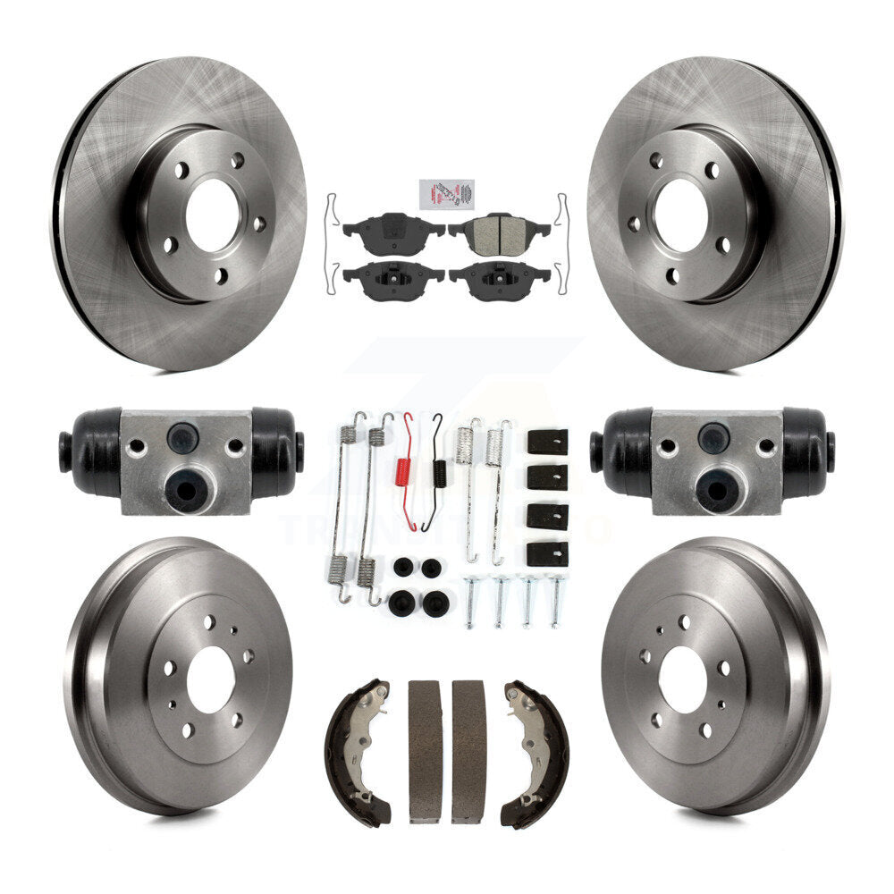 Front Rear Disc Brake Rotor Semi-Metallic Pad And Drum Kit (9Pc) For Ford Focus FMSI=1004 K8A-107980