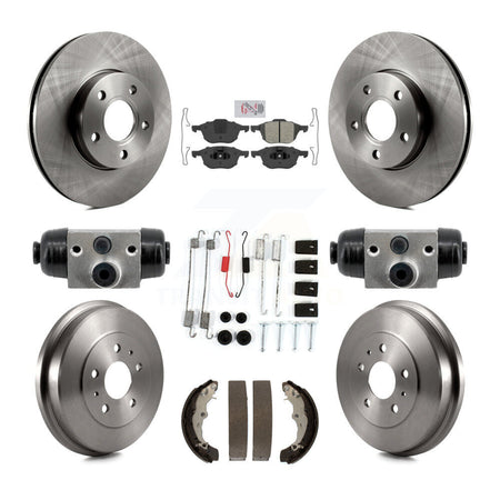Front Rear Disc Brake Rotor Semi-Metallic Pad And Drum Kit (9Pc) For Ford Focus FMSI=1004 K8A-107980