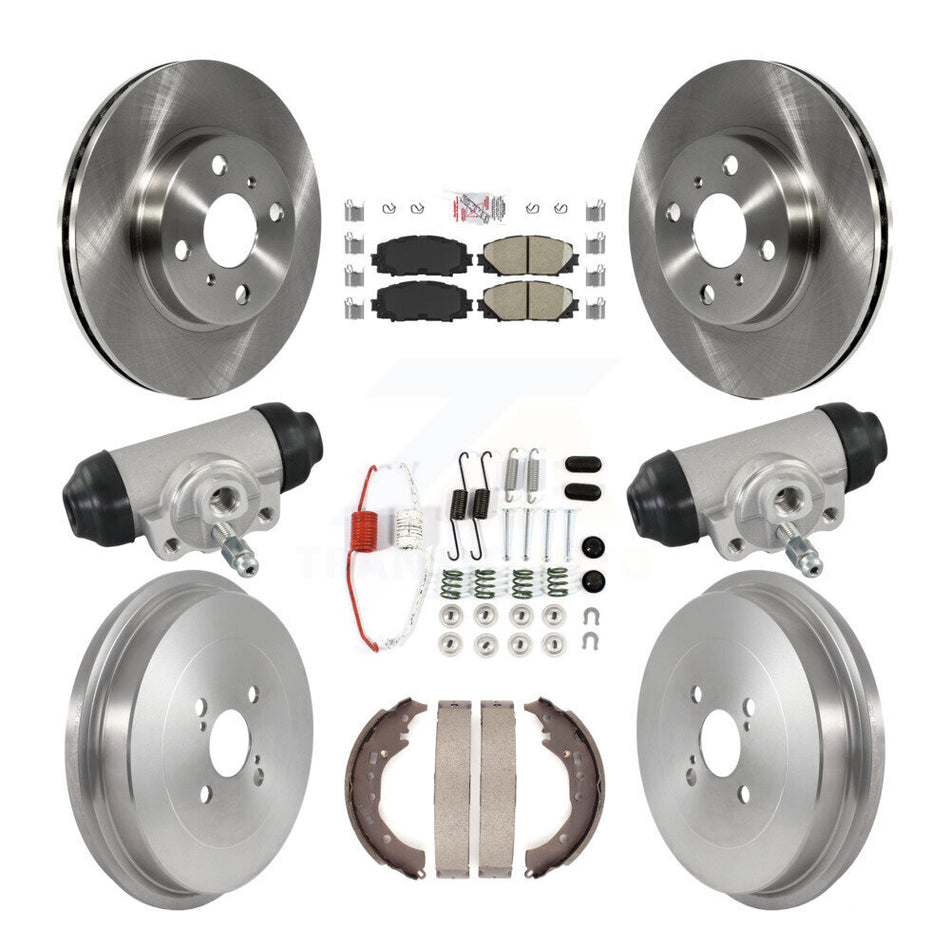 Front Rear Disc Brake Rotors Ceramic Pads And Drum Kit (9Pc) For Toyota Prius C Scion iQ K8A-107984