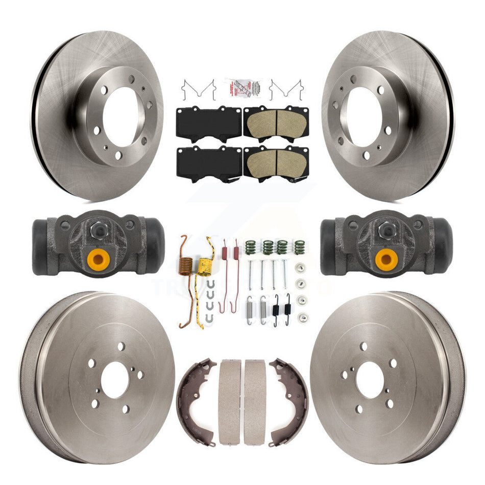 Front Rear Brake Rotor Ceramic Pad Drum Kit (9Pc) For Toyota Tacoma RWD With 6 Lug Wheels K8A-107992