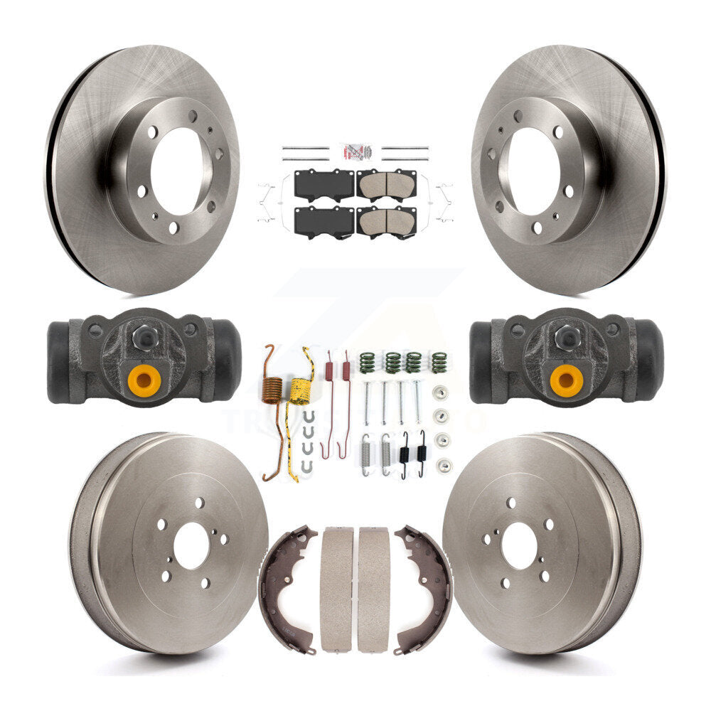 Front Rear Brake Rotor Ceramic Pad Drum Kit (9Pc) For Toyota Tacoma RWD With 6 Lug Wheels K8A-107993