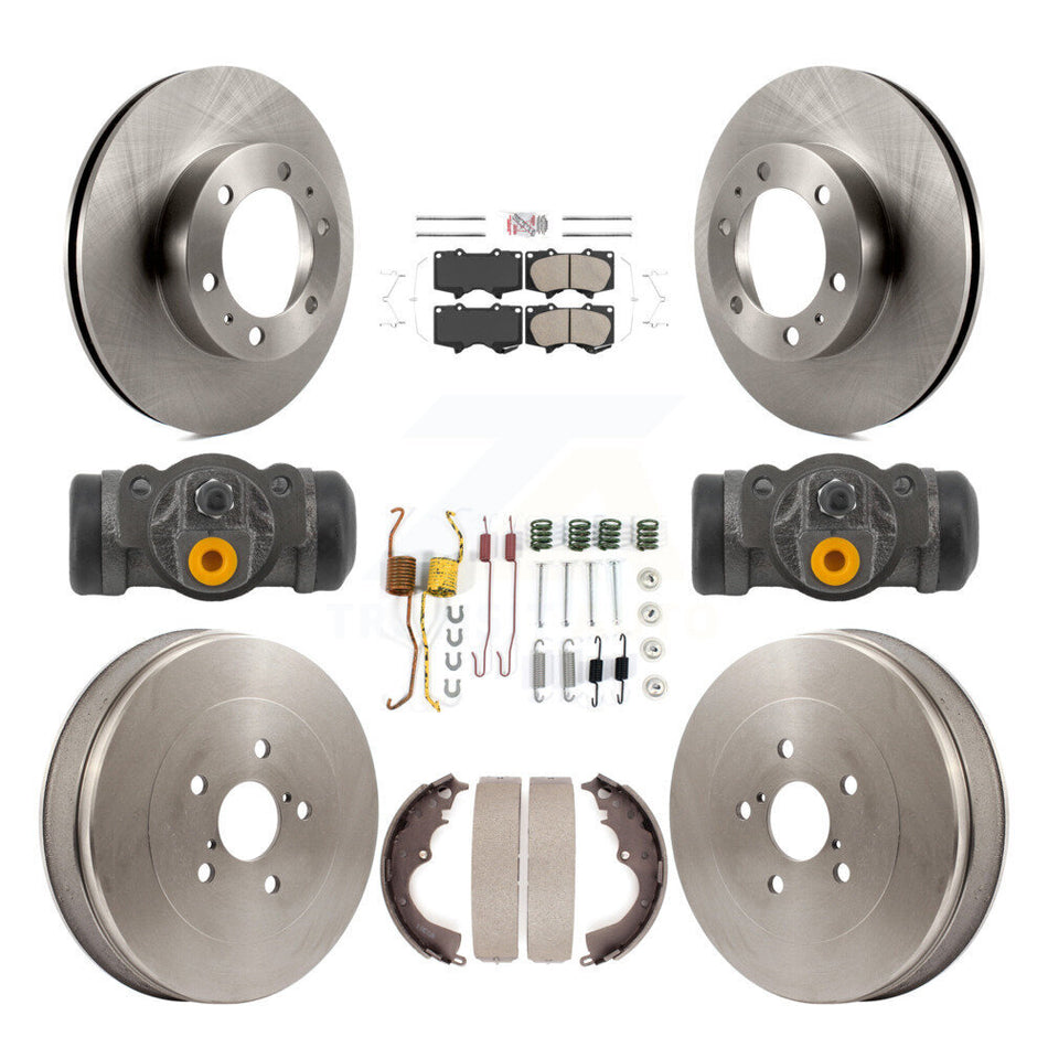 Front Rear Brake Rotor Ceramic Pad Drum Kit (9Pc) For Toyota Tacoma RWD With 6 Lug Wheels K8A-107993