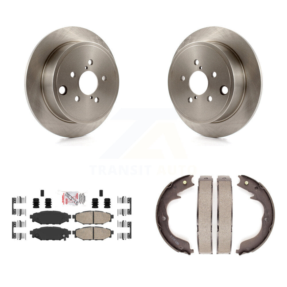 Rear Disc Rotors Ceramic Pads Parking Brake Shoes Kit For Subaru Impreza Forester Outback K8A-108007