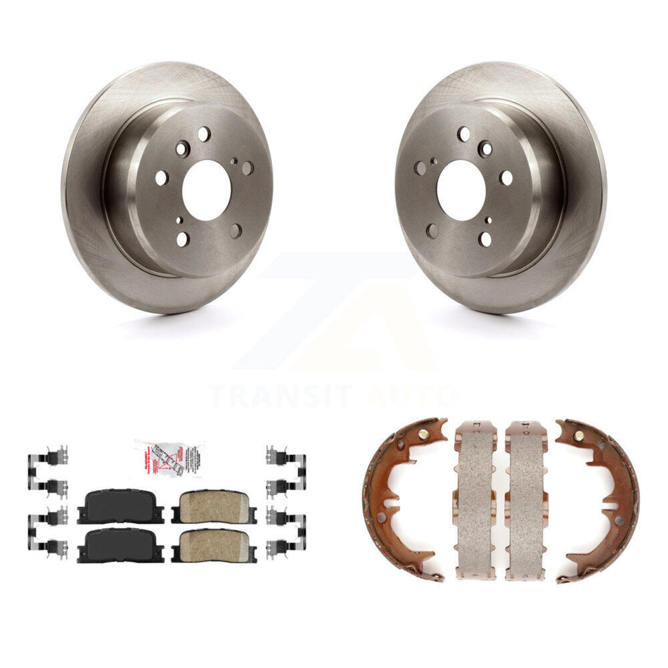 Rear Disc Rotors Ceramic Pads Parking Brake Shoes Kit For Toyota Camry Lexus ES330 ES300 K8A-108014