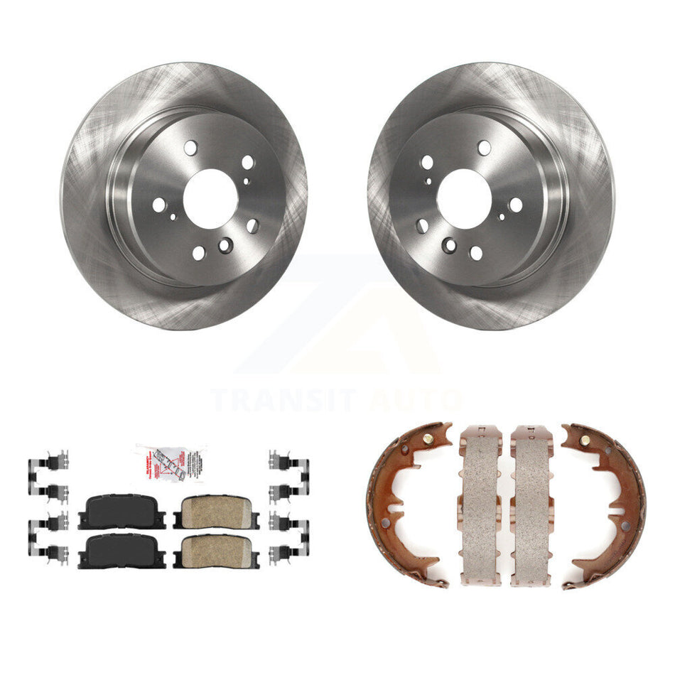 Rear Disc Rotors Ceramic Pads Parking Brake Shoes Kit For 2001-2003 Toyota Highlander AWD K8A-108016