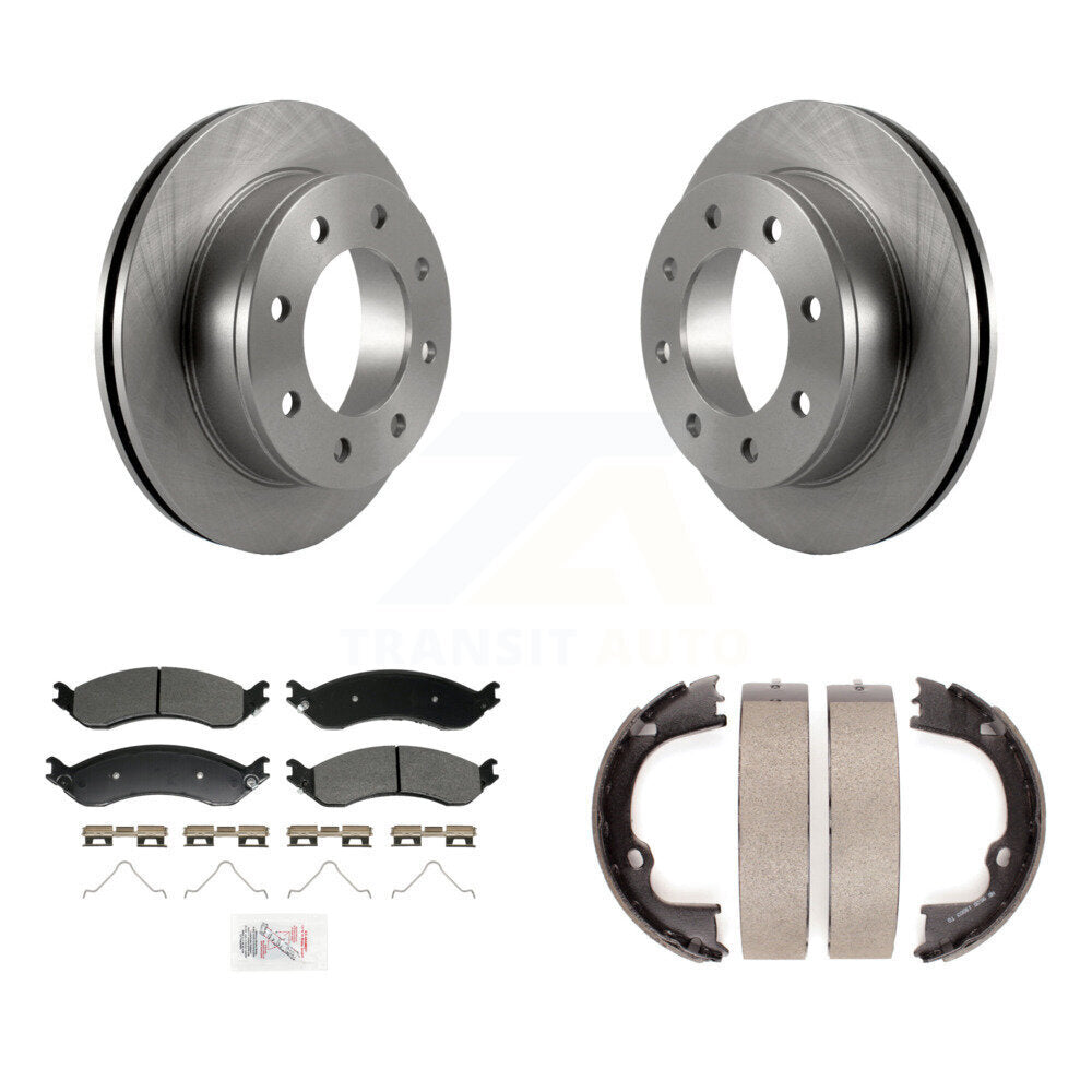 Rear Disc Rotors Semi-Metallic Pads Parking Shoes Kit For GMC Chevrolet Savana 2500 3500 K8A-108019