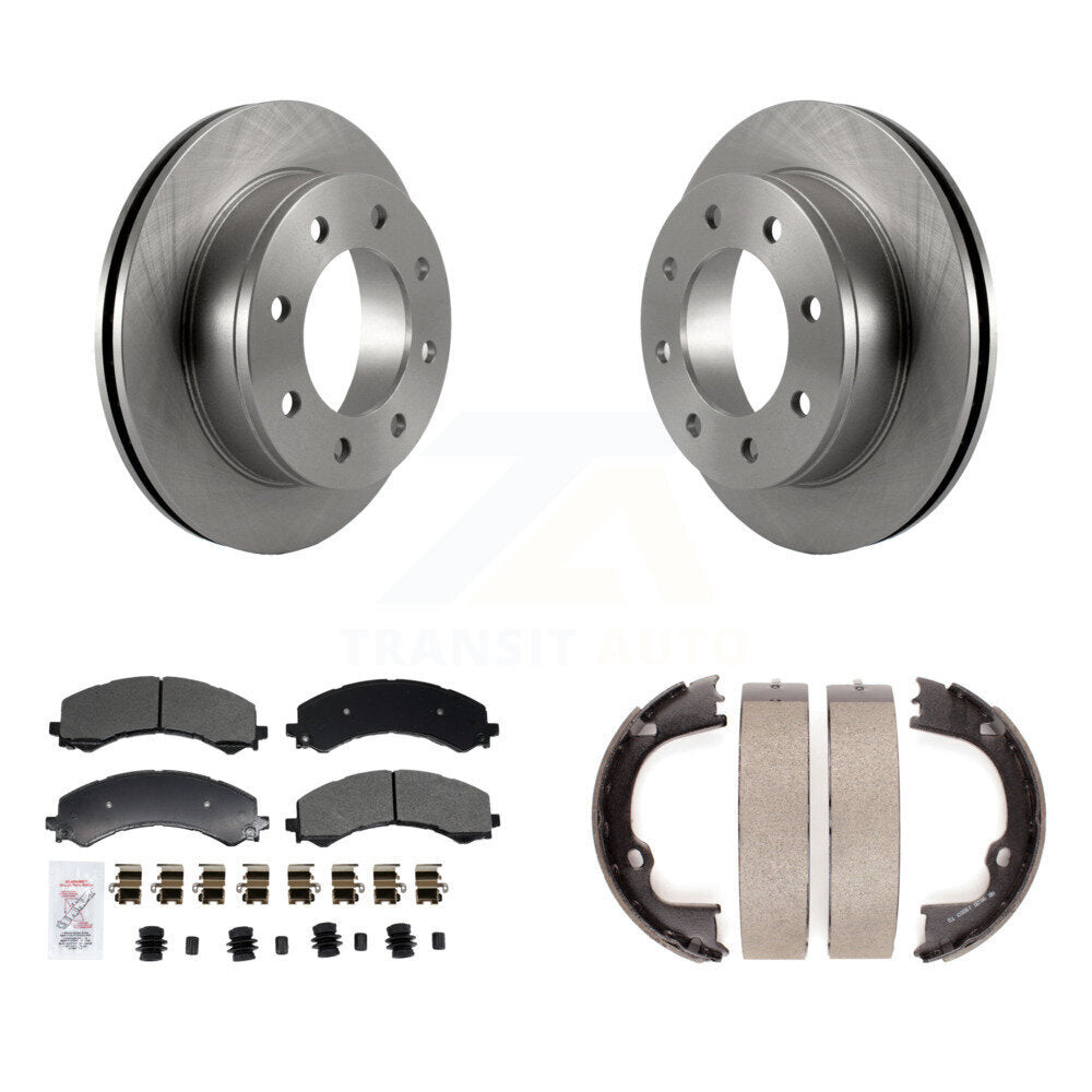 Rear Disc Rotors Semi-Metallic Pads Parking Brake Shoes Kit For GMC Savana 2500 Chevrolet K8A-108020