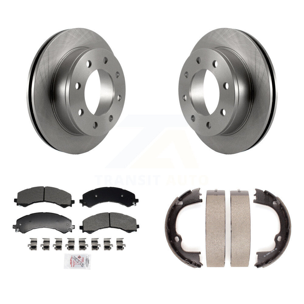 Rear Disc Rotors Semi-Metallic Pads Parking Brake Shoes Kit For GMC Savana 2500 Chevrolet K8A-108021