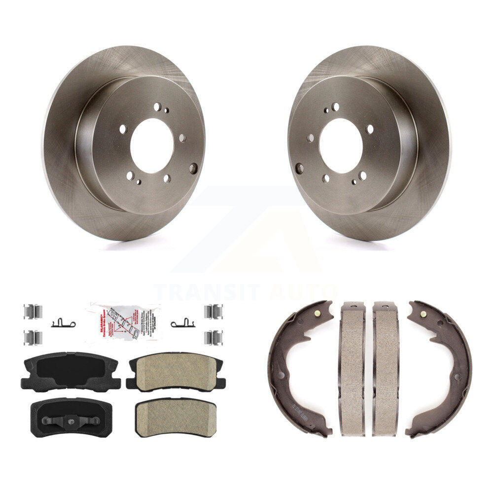 Rear Disc Rotors Ceramic Pads And Parking Brake Shoes Kit For Mitsubishi Lancer Outlander K8A-108030