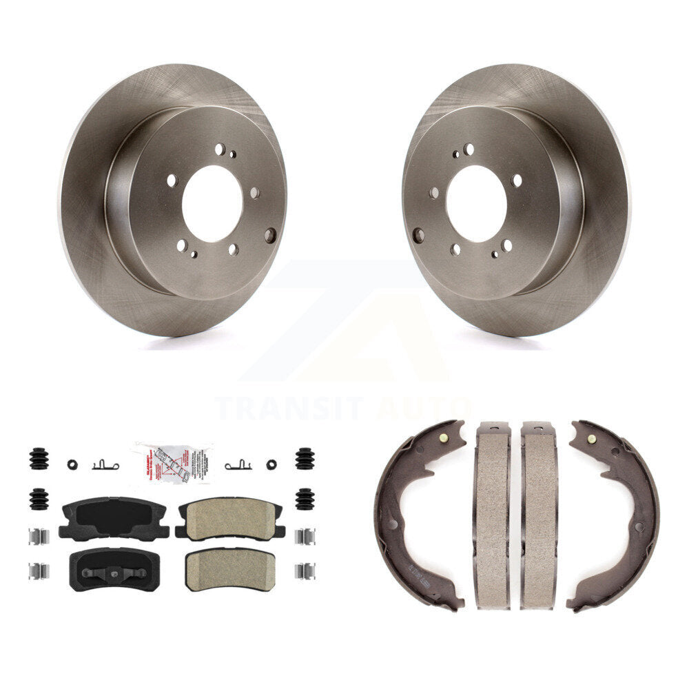 Rear Disc Rotors Ceramic Pads And Parking Brake Shoes Kit For Mitsubishi Lancer Outlander K8A-108031