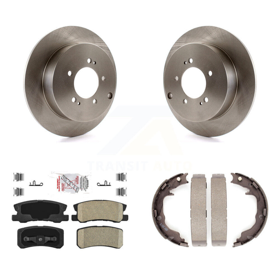 Rear Disc Rotors Ceramic Pads And Parking Brake Shoes Kit For Mitsubishi Outlander K8A-108040