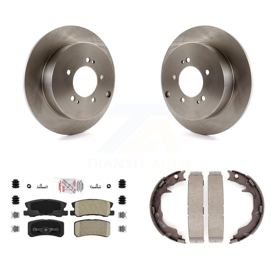 Rear Disc Rotors Ceramic Pads And Parking Brake Shoes Kit For Mitsubishi Outlander K8A-108041