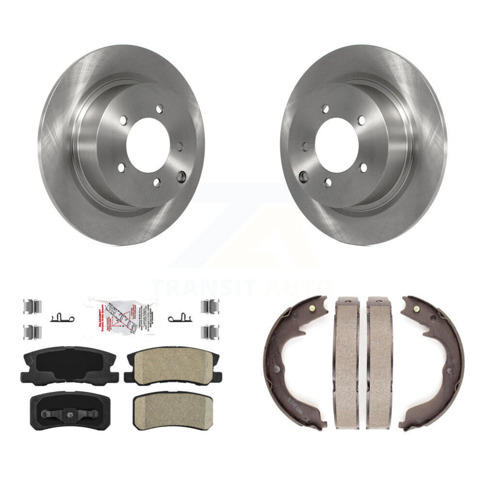 Rear Disc Rotors Ceramic Pads Parking Brake Shoes Kit For 2008 Mitsubishi Outlander 2.4L K8A-108042