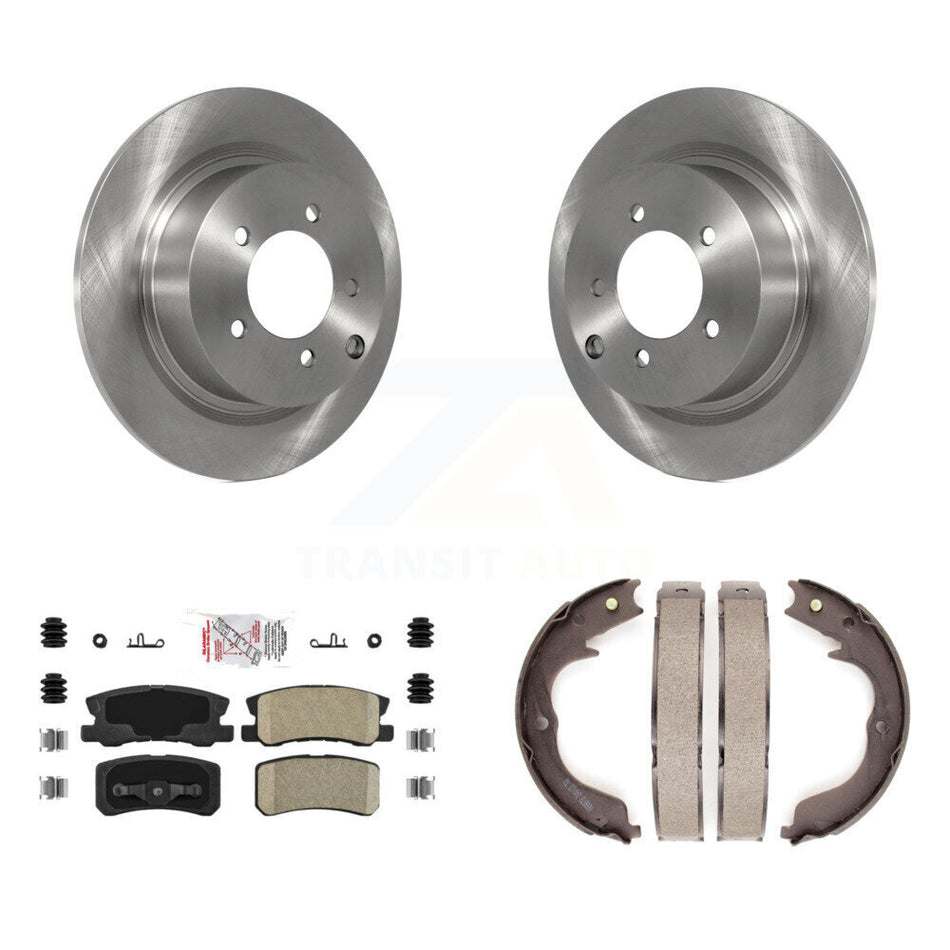 Rear Disc Rotors Ceramic Pads Parking Brake Shoes Kit For 2008 Mitsubishi Outlander 2.4L K8A-108043
